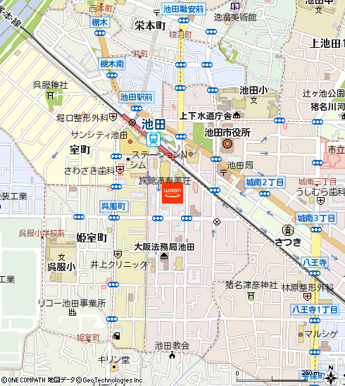 ダイエー池田駅前店付近の地図